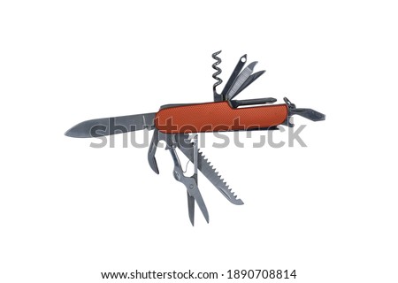 Pocket Knife, multi-tool isolated on white background