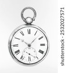 Pocket watch (1825-27) watch by John Ham and George Richards. Vintage antique pocket watch illustration. Vintage art drawing illustration, old antique object painting art print. Vintage watch.