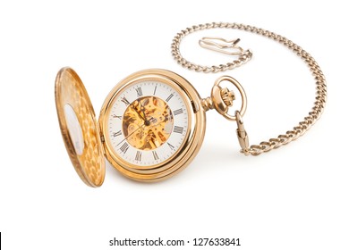 Pocket Watch On White Background