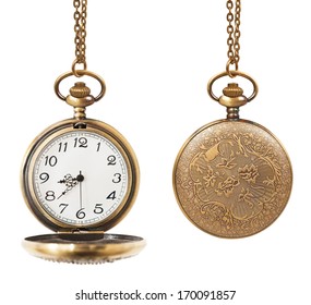 pocket watch open and closed  isolated on white background - Powered by Shutterstock