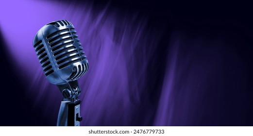 Podcast or jazz club concept with vintage microphone