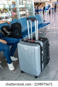 Podgorica, Montenegro, June 20, 2021: Suitcases In The Airport Lounge