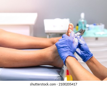 Podiatrist Doing Chiropody In Her Podiatry Clinic. Selective Focus