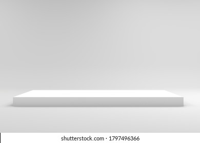 Podium In Abstract White Composition, 3d Render, 3d Illustration