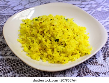 Poha or pohe: a popular Indian breakfast made of puffed rice