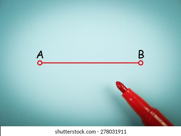 Point A To Point B Concept Is On Blue Paper With A Red Marker Aside.