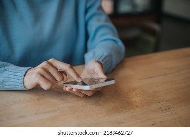 point finger on screen mobile phone closeup, person texting text message,girls using in hands cellphone close up, online internet - Shutterstock ID 2183462727