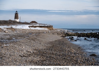 Point Judith Lighthouse in Winter