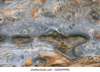 Point Lobos Blue Grey Soft Rock Stone Texture With Cracks. Natural Shapes And Nature Geometry