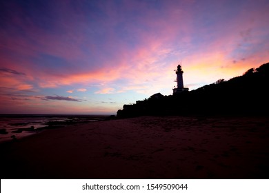 Point Lonsdale's iconic lighthouse on a summer's evening on the Bellarine Peninsula, Victoria, Australia