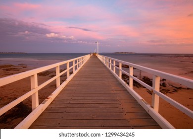 Point Lonsdale's iconic pier on a summer's evening on the Bellarine Peninsula, Victoria, Australia