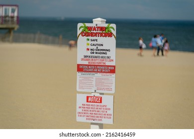 Point Pleasant Beach, NJ 05-28-2022 New sign warning of sand danger after a teen was killed on the Jersey Shore