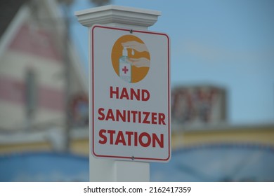 Point Pleasant Beach, NJ 05-28-2022 Hand sanitizer station on the boardwalk at Jenkinson's 