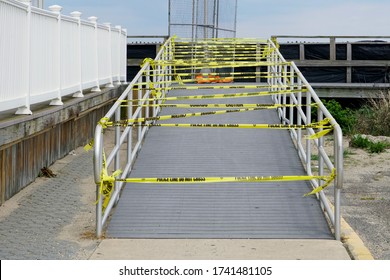 Point Pleasant, NJ /USA - May 25, 2020: Signs Alerting Visitors To Closures And Newly Imposed Social Distancing Restrictions Can Be Seen Throughout Point Pleasant In The Wake Of The COVID-19 Outbreak.