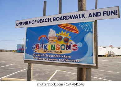 Point Pleasant, NJ/USA - May 25, 2020: Jenkinson's Boardwalk And Its Amusement Rides In Point Pleasant, NJ, Are Landmark Attractions On The Jersey Shore Drawing Many Thousands Of Visitors Each Summer.