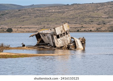 Point Reyes Shipwreck during a 6.6 ft. King Tide at Tomales Bay. Inverness, California.