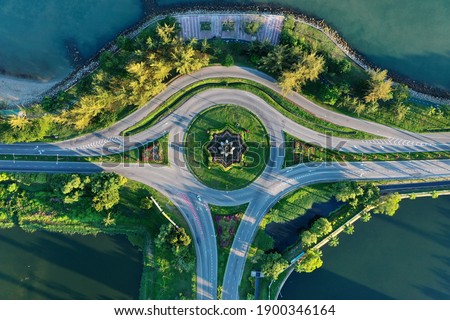 point of view roundabout at city
