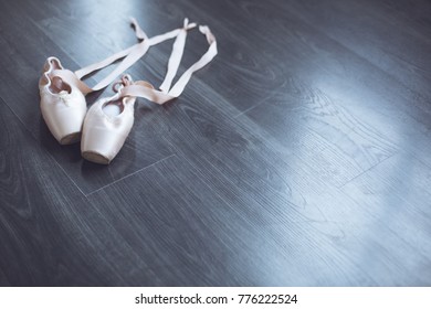 Pointe Ballet Dancing Shoes Isolated In Studio No People