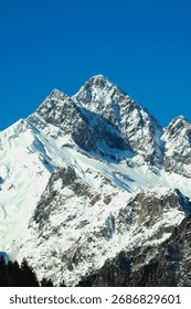Pointed mountain. Sharp rocky peak Pizzo Del Diavolo in Tenda (seen from the east). Orobie Alps, Lombardy, Italy.