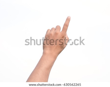 Pointing finger istolate on whithe
