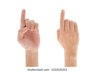 Pointing fingers, Hand gesture isolated on white background, Clipping path Included. - Shutterstock ID 2153135315