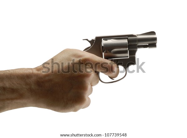 Pointing Gun On White Backgroundholding Guns Stock Photo (Edit Now ...