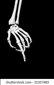 Pointing Skeletal Hand, Isolated On Black