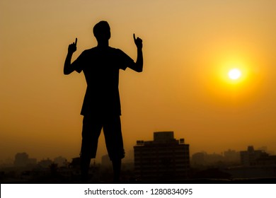 pointing to sky 