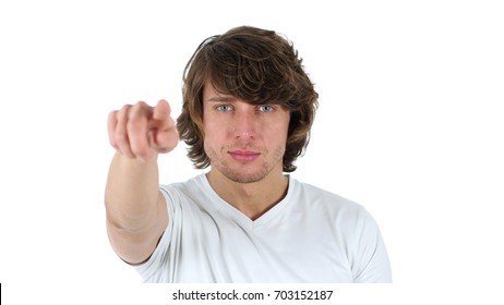 Pointing toward Camera, White Background