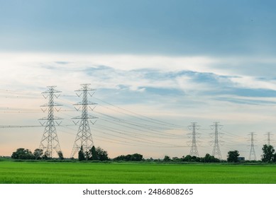 Points with high-voltage electric poles are often far from community areas. Most of them are in open areas such as rice fields, grasslands, and so on. - Powered by Shutterstock