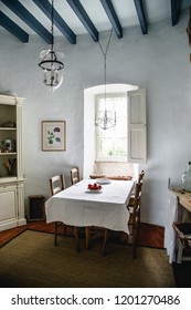 Poitiers, FRANCE - 10 August, 2018: Kitchen Interior At The French Chateau With Old-fashioned Utensils