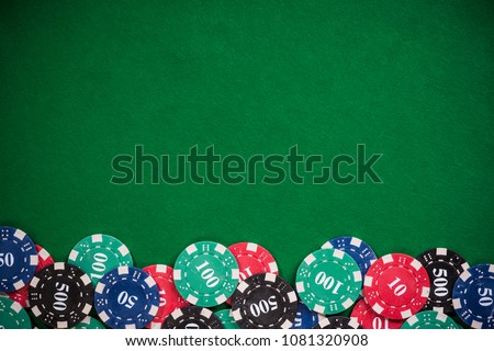 Poker casino chips border background.