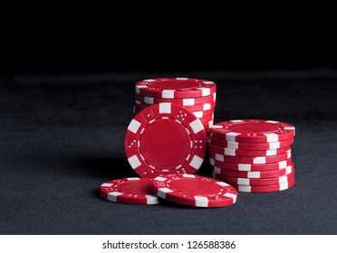 Poker chips on black