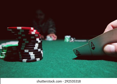 poker chips on the cloth combination of cards - Powered by Shutterstock