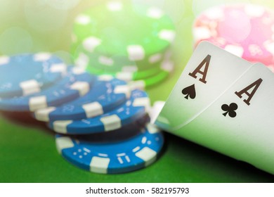 Poker Chips On The Table