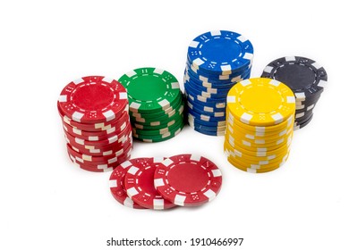 Poker Chips On The White Background