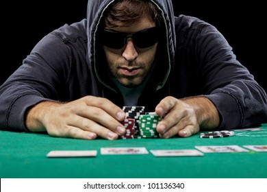 Poker Player With Black Background