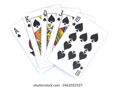 poker royal flush spades , isolated white background . good cards playing poker - Powered by Shutterstock