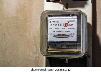 Tąpkowice, Poland - 10.30,2021 Home Electricity Meter, High Energy Prices