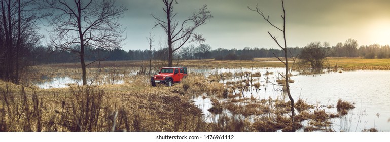 Kuligów,Mazovia, Poland. 12-03-2016. Jeep Wrangler Unlimited Sport 2.8 CRD offroad trip.