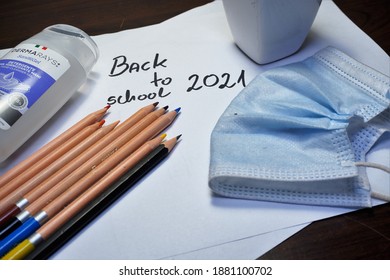 Bielsko-Biała, Poland - 12.23.2020: 
Back To School After The Coronavirus Pandemic. Slowly Return To Normal. New Everyday Life For Students, New Student Equipment. No More Teaching Online