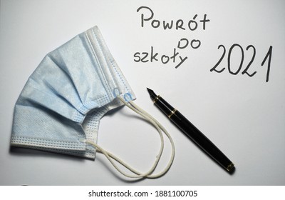 Bielsko-Biała, Poland - 12.23.2020: 
Back To School After The Coronavirus Pandemic. Slowly Return To Normal. New Everyday Life For Students, New Student Equipment. No More Teaching Online