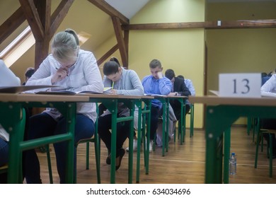 Boles?awiec, Poland 5 May 2017 Unidentified Students Write Matura Exam At School In Boles?awiec, Poland On 5 May 2017