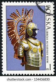 POLAND - CIRCA 1973: A stamp printed in Poland shows the armor of the Polish cavalry, stamp from series of masterpieces of Polish Art, circa 1973
