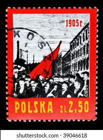 POLAND - CIRCA 1980: A Stamp Printed In Poland Honoring First Russian Revolution Of 1905 Years, Circa 1980