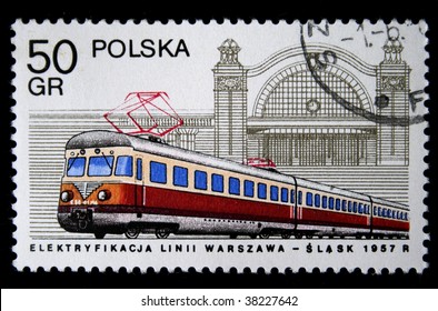 POLAND - CIRCA 1980s: A stamp printed in the Poland shows Electrical train, circa 1980s