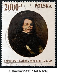 POLAND - CIRCA 1991: A Stamp Printed In Poland Shoes Self Portrait Of Bartolome Esteban Murillo, Circa 1991