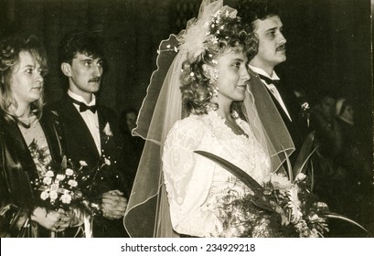 POLAND, CIRCA 70s: Vintage Photo Of Wedding Ceremony