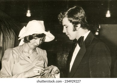 POLAND, CIRCA 70s: Vintage Photo Of Wedding Ceremony