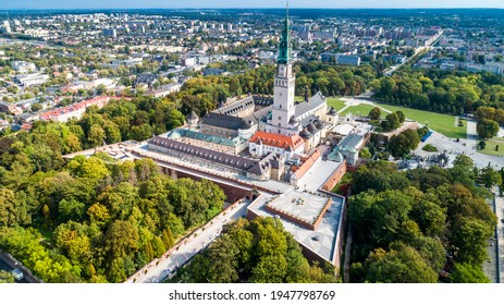 Poland, Częstochowa. Jasna Góra Fortified Monastery And Church On The Hill. Famous Historic Place And 
Polish Catholic Pilgrimage Site With Black Madonna Miraculous Icon.